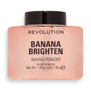 Makeup Revolution Loose Baking Powder Banana Brighten banana brighten powder lid on