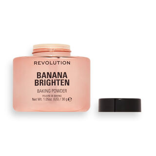 Makeup Revolution Loose Baking Powder Banana Brighten banana brighten powder lid off